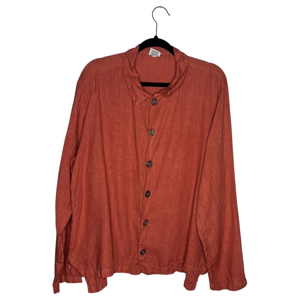 CP Shades Shirt Womens L Terracotta Sausalito Button Down Lagenlook Oversized